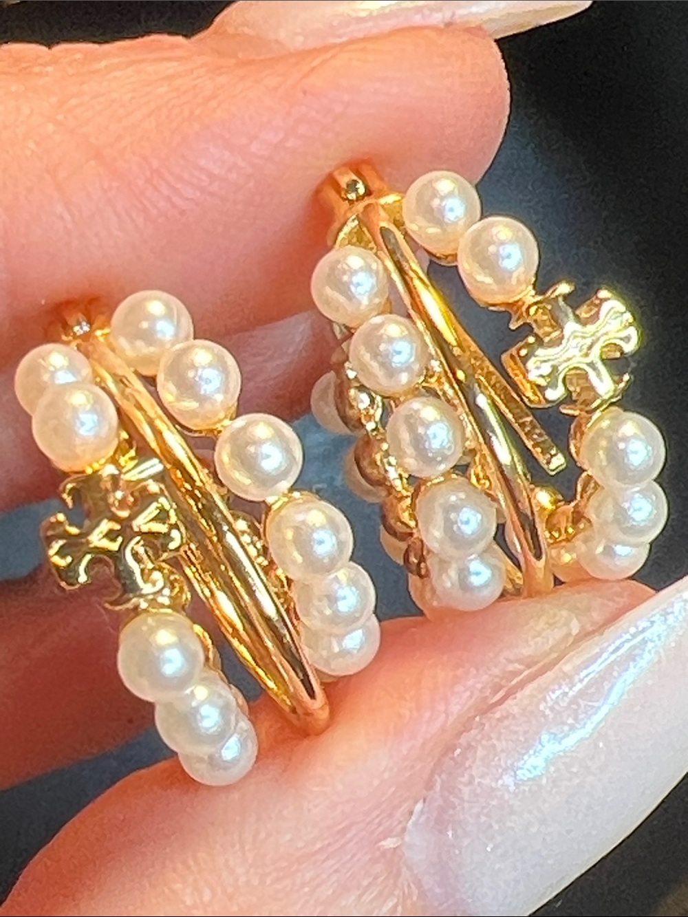 Gold Pearl Hoop Earrings - Elegant Womens Jewelry